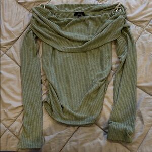 Lulu's Sage Off-Shoulder Sweater - Size XL